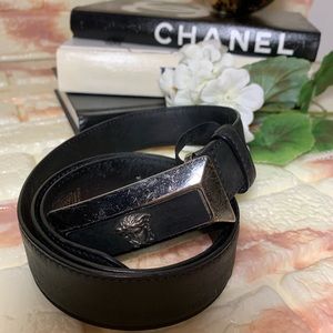 AUth VERSACE leather belt with Medusa head buckle